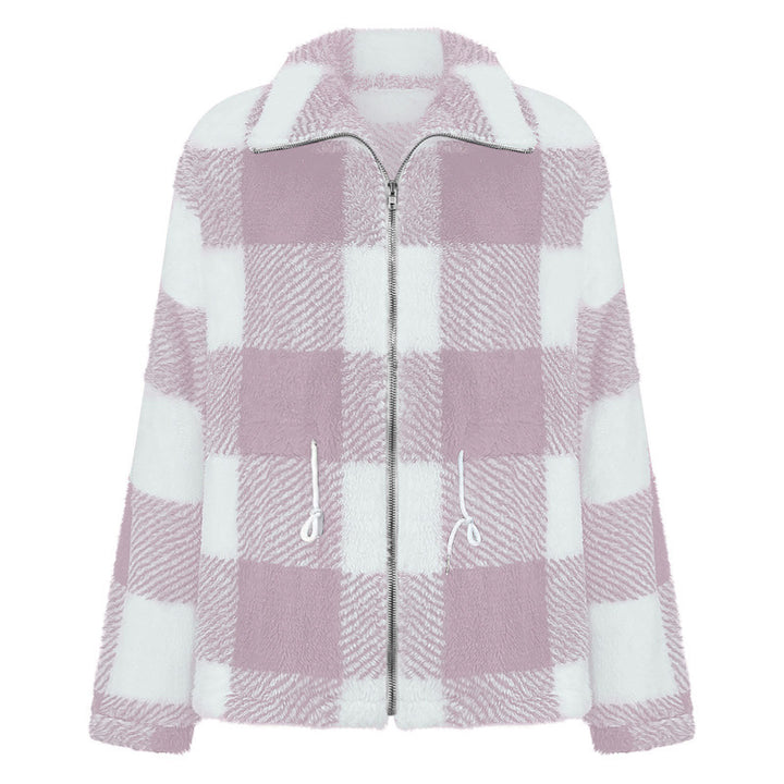 Damen kuschelige Oversize-Jacke mit kariertem Muster Drune
