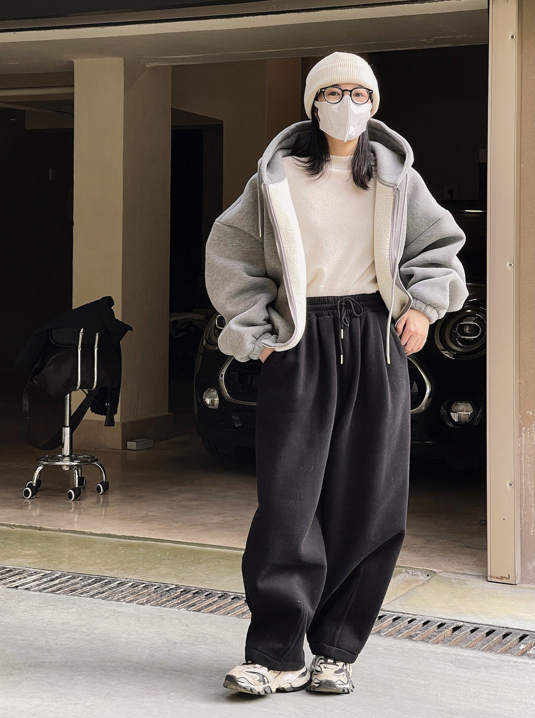 Damen Bequeme Oversized-Hoodiejacke mit großzügigen Taschen und Kordelzug Drune