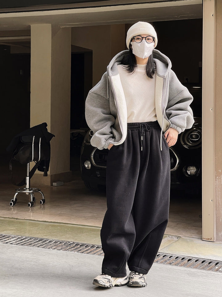 Damen Bequeme Oversized-Hoodiejacke mit großzügigen Taschen und Kordelzug Drune