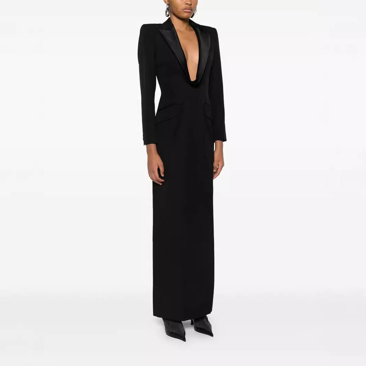 Damen Tailliertes Abend-Maxikleid im Smoking-Blazer-Stil Drune