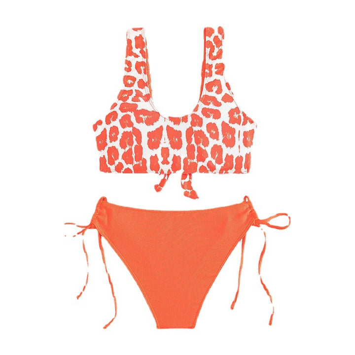 Damen Triangel-Bikini Set mit trendigem Leopardenmuster und verspieltem Knoten Drune