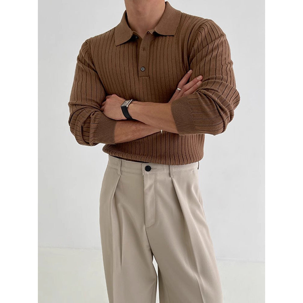 Herren Stilvolles Langarm-Rippstrickoberteil Drune