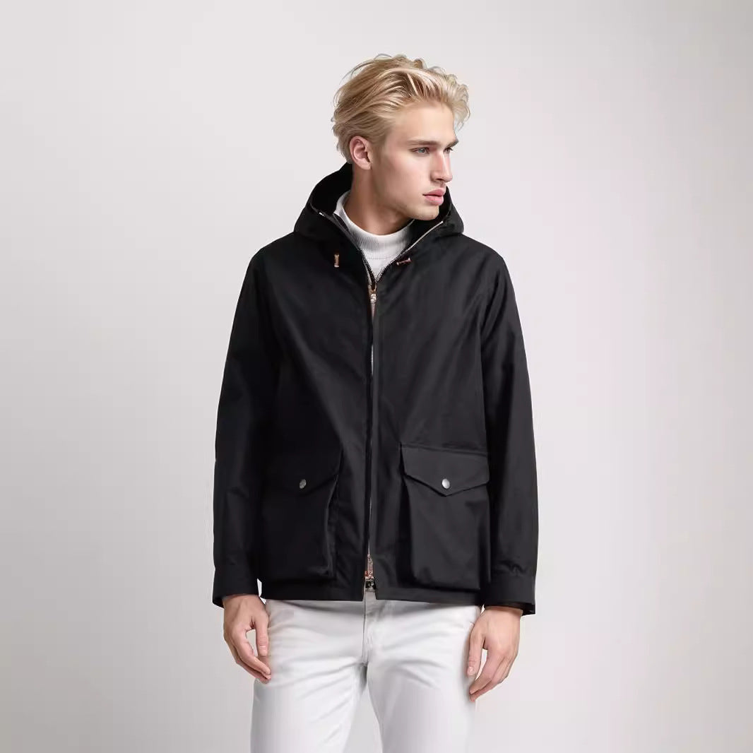 Herren strapazierfähige Multifunktionsjacke mit verstellbarem Kapuzenkragen und großzügigen Taschen Drune