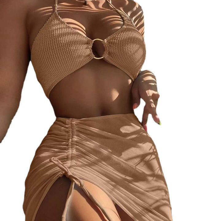 Damen Bikiniset mit raffiniertem Ring und asymmetrischem Rock Drune