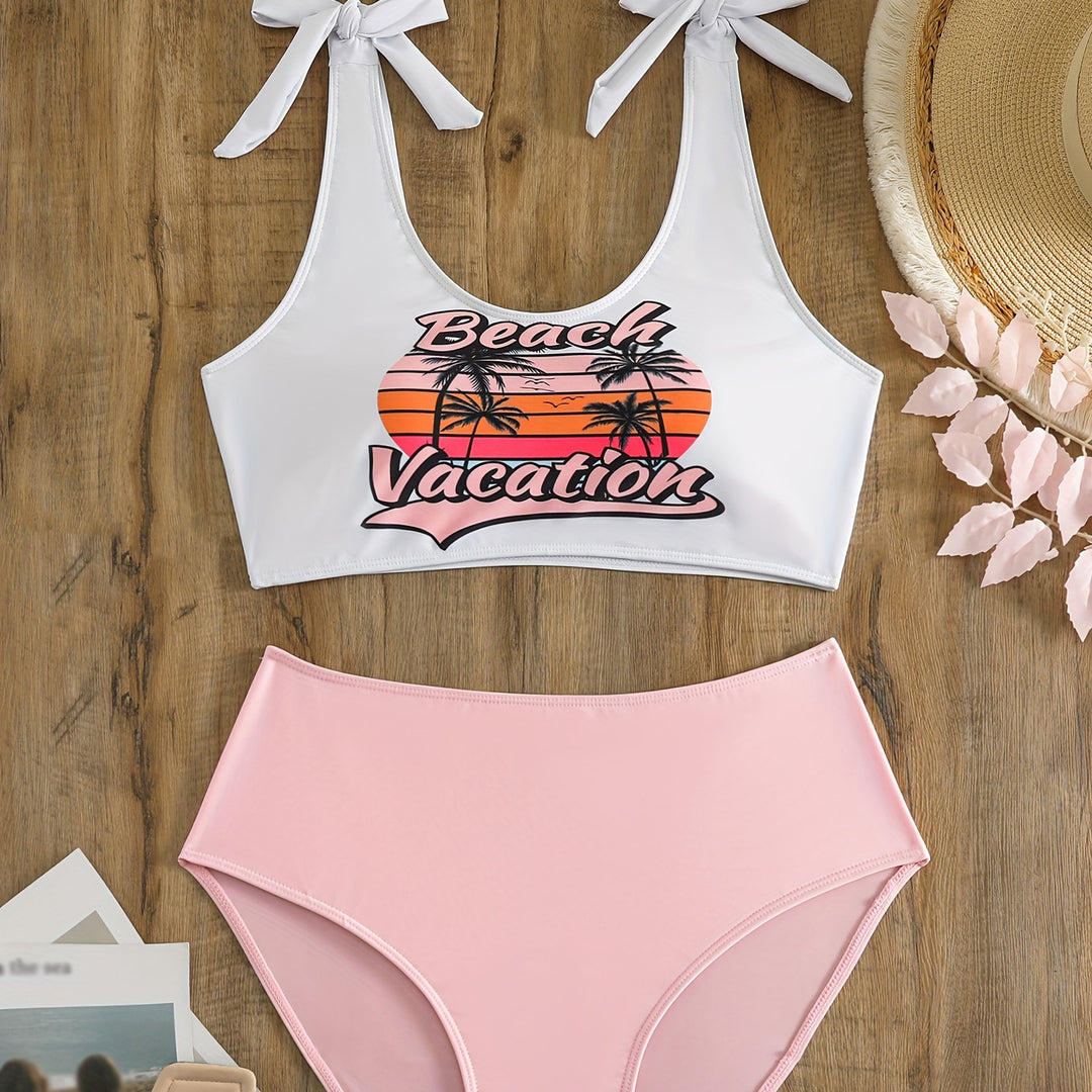 Damen Crop-Top-Bikini-Set mit verspielten Schleifen Drune