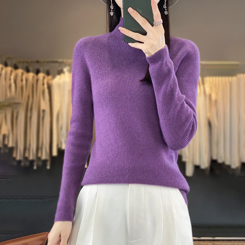 Damen Premium-Feinstrick-Mockneckpullover mit extra langen Ärmelabschlüssen und feiner Rippenstruktur Drune