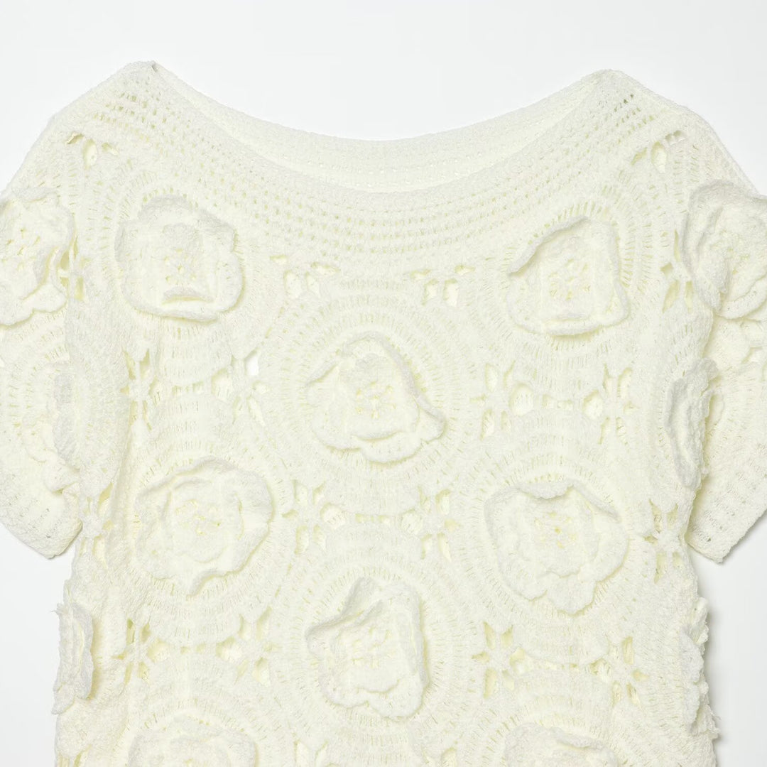 Damen Strickoberteil mit floralem Strukturmuster Drune