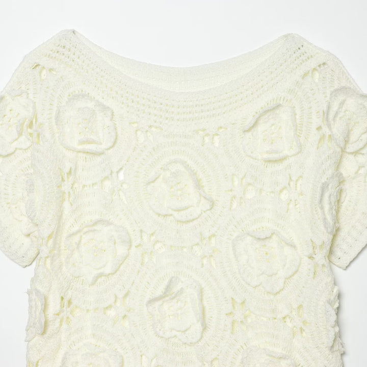 Damen Strickoberteil mit floralem Strukturmuster Drune