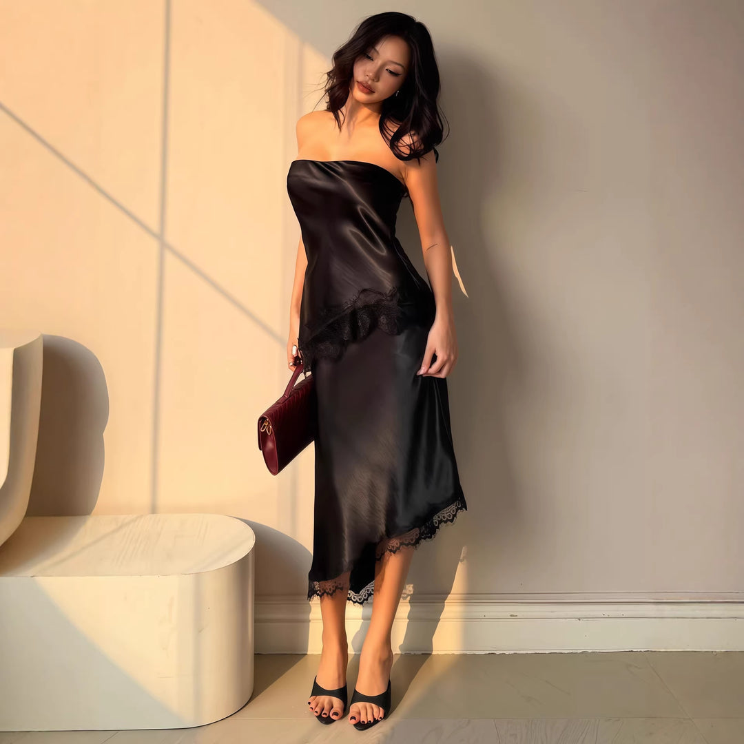 Damen Abendkleid mit Spitzenakzenten Drune