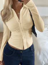Damen Figurnahes Hemdshirt mit Raffung und taillierter Silhouette Drune