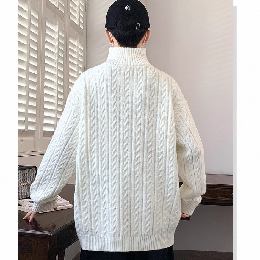 Damen Grobstrickpullover mit Stehkragen Drune