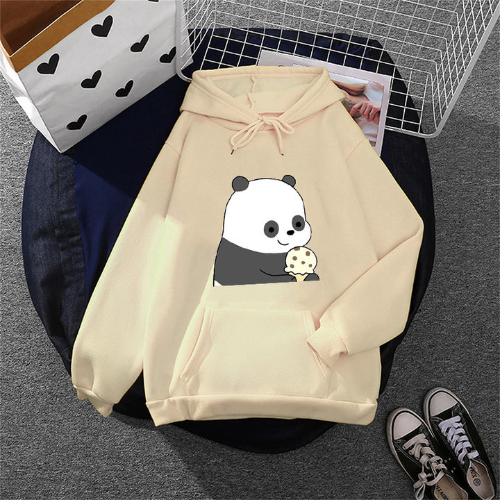 Damen nan oversized Kapuzenpullover im Streetstyle mit weichem Fleece-Innenfutter, Kängurutasche und farbenfrohem Cartoon-Katzen-Planet-Print Drune