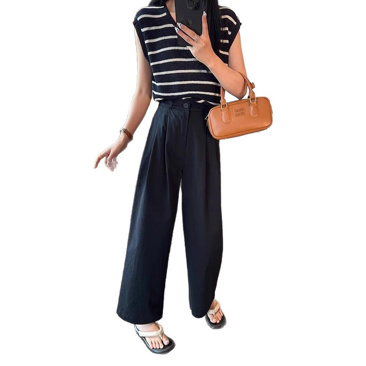 Damen Weitgeschnittene Hose mit hohem Bund und seitlichen Taschen Drune