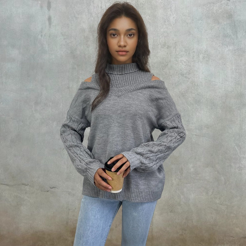 Damen Strickpullover mit schulterfreiem Design und modischem Oversized-Schnitt Drune
