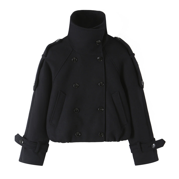Damen Kurze Doppelreihige Cabanjacke mit hohem Stehkragen und Schulterriegeln Drune