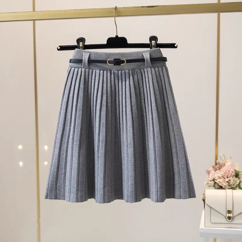 Damen Plissee Midi-Rock mit dekorativem Gummibund Drune