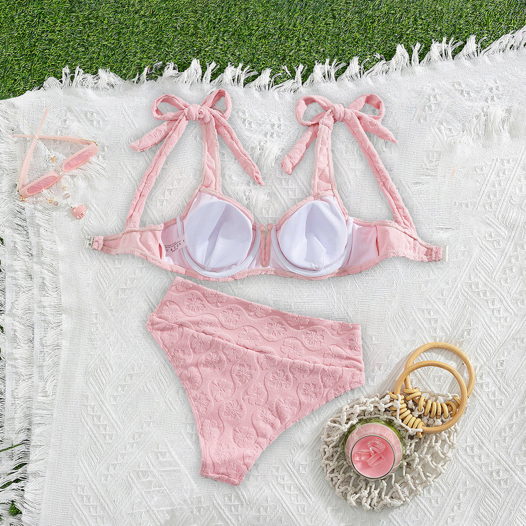 Damen Push-Up-Bikini mit floralem Textildesign Drune