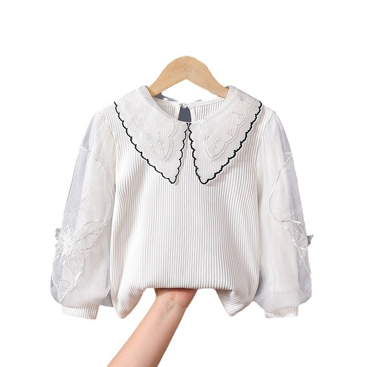 Damen gemütliches Sweatshirt mit transparenten Puffärmeln Drune