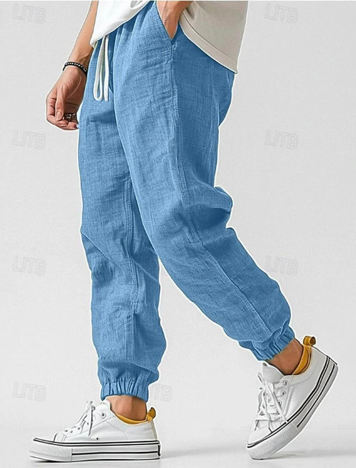 Herren Bequeme Leinenhose mit elastischem Bund und seitlichen Taschen Drune