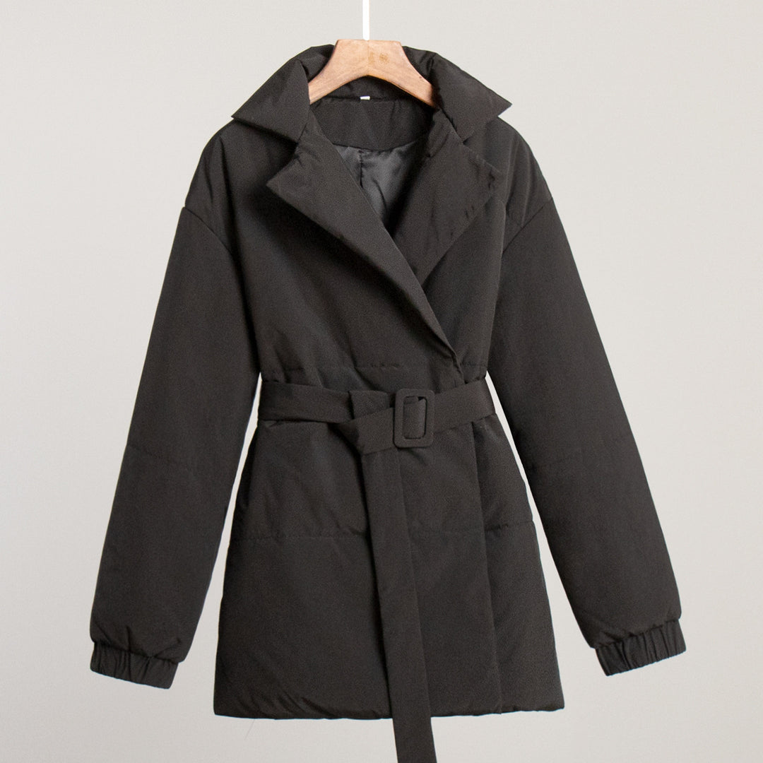 Damen Elegante und warme Wattierte Jacke mit Taillengürtel Drune