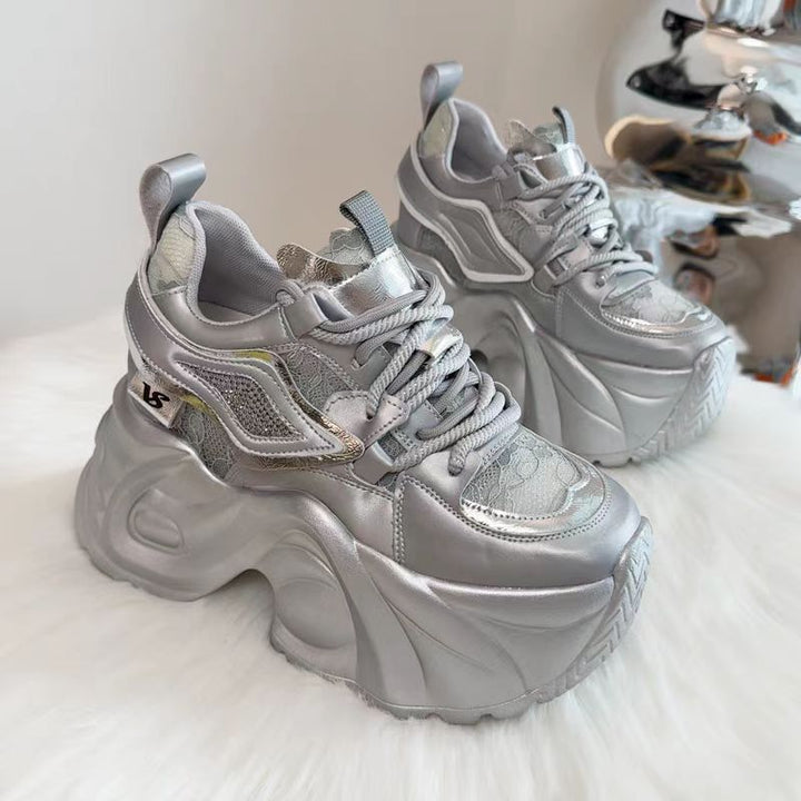 Damen Plateau Sneakers mit atmungsaktiver Mesh-Oberfläche und komfortabler Dämpfung Drune