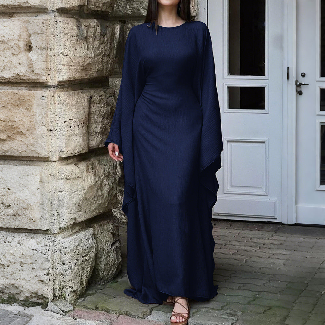 Damen nan fließendes Maxikleid mit weiten drapierten Ärmeln aus Viskosemix Drune