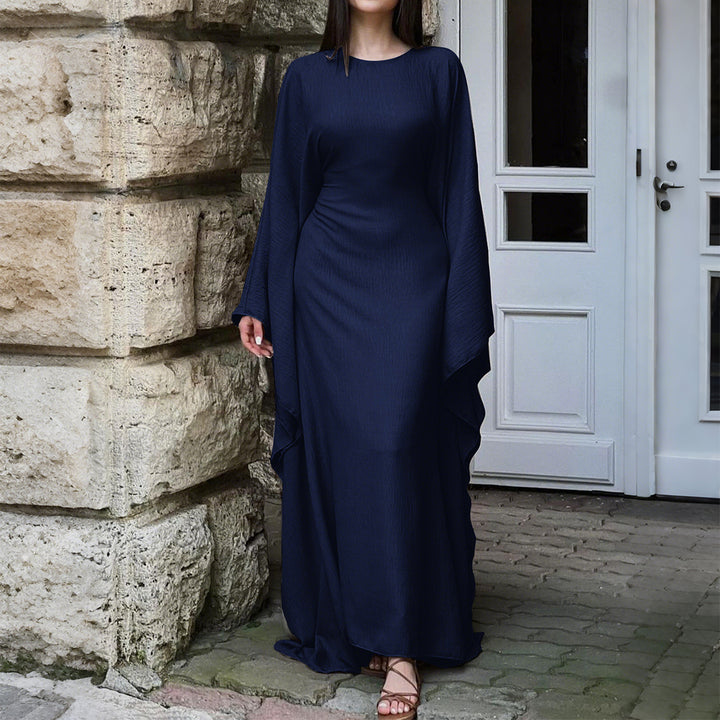 Damen nan fließendes Maxikleid mit weiten drapierten Ärmeln aus Viskosemix Drune