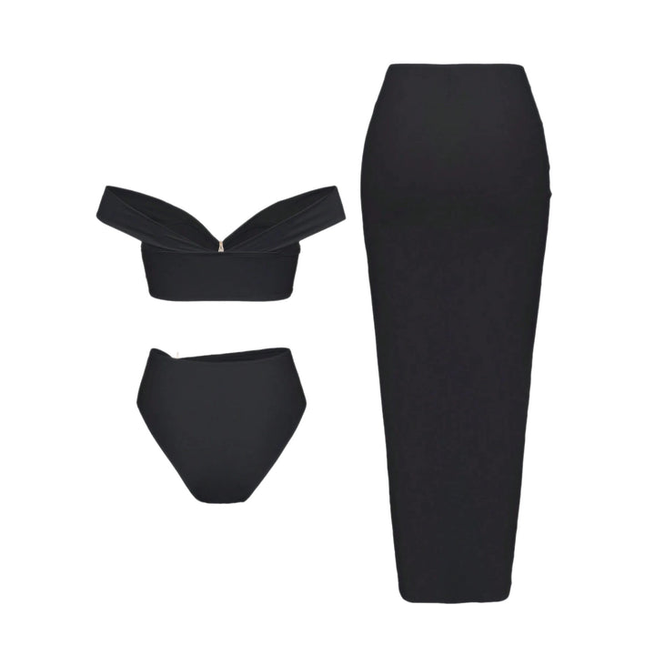 Damen Bikiniset mit Wickelrock und eleganten Schmuckdetails Drune