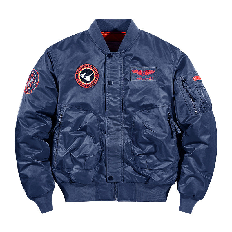 Herren  flugzeuginspiriertes Patch-Detail isolierte Pilot-Bomberjacke Drune
