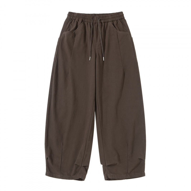 Damen Weite Cropped-Hose mit Tunnelzugbund, Ballon-Silhouette und aufgesetzten Taschen Drune