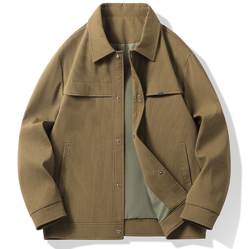 Herren Cord-Überhemdjacke mit Druckknopffront, durchgehendem Futter & Relaxed-Schnitt Drune