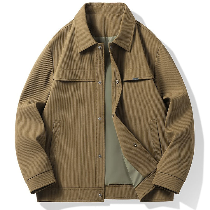 Herren Cord-Überhemdjacke mit Druckknopffront, durchgehendem Futter & Relaxed-Schnitt Drune
