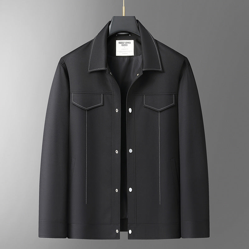 Herren Minimalistische Hemdjacke aus softem Vegan-Kunstleder mit verdeckter Druckknopfleiste Drune