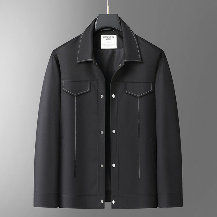 Herren Minimalistische Hemdjacke aus softem Vegan-Kunstleder mit verdeckter Druckknopfleiste Drune