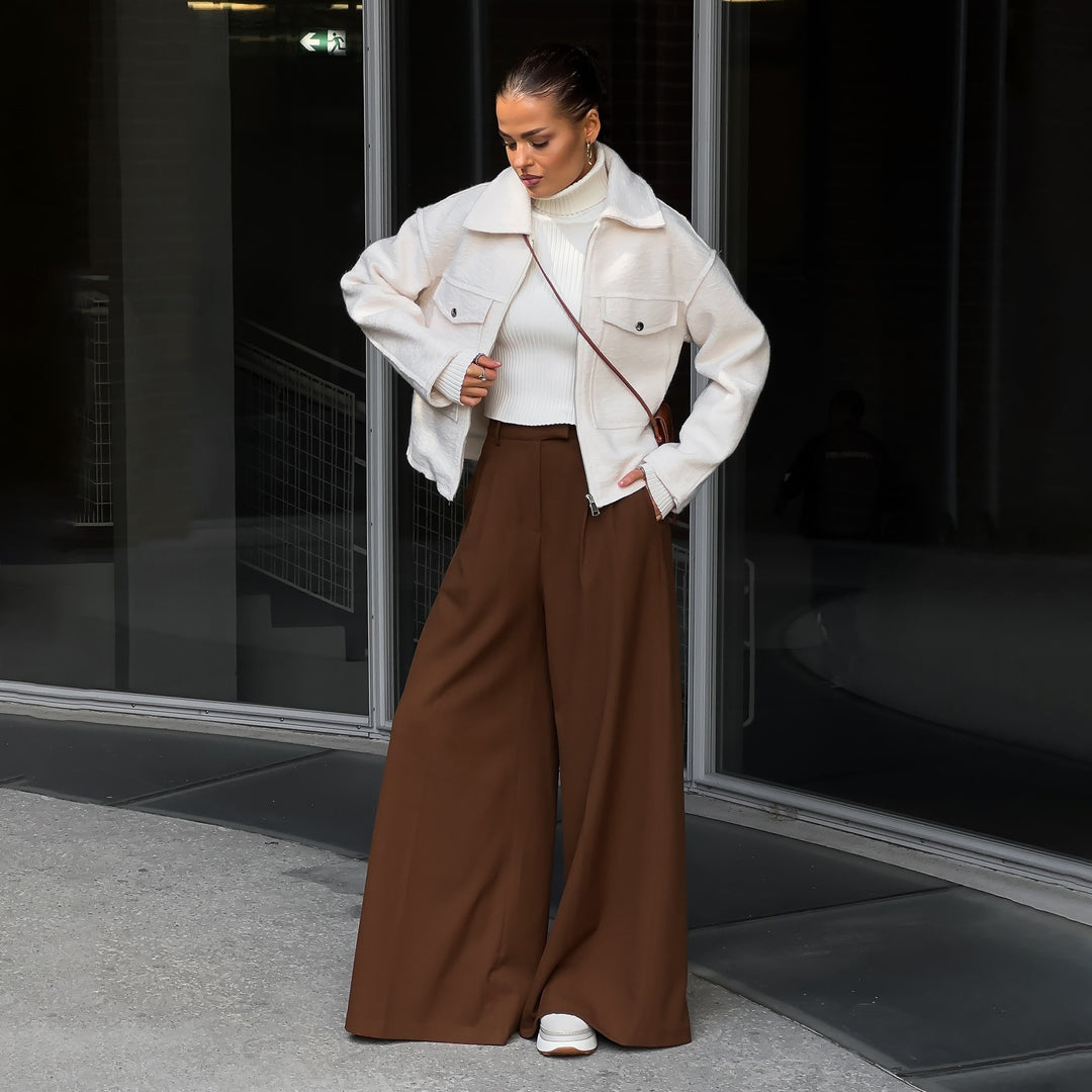 Damen Modische Kurzjacke mit Taschen Drune