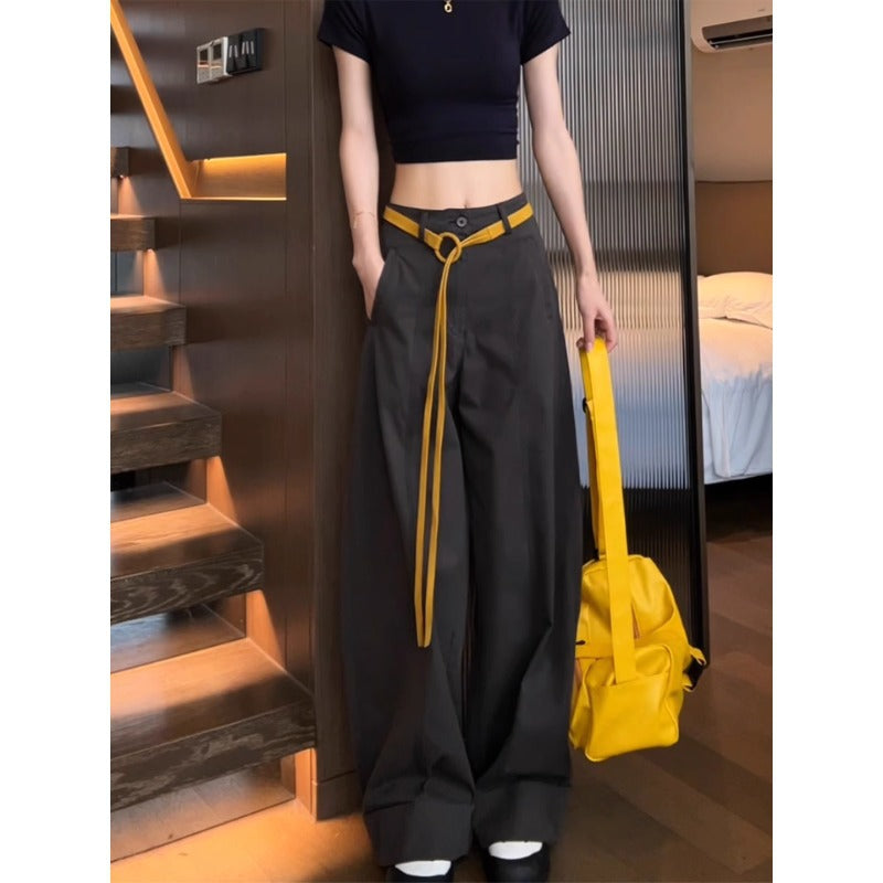 Damen Weite Baumwollhose mit Statement-Gürtel Drune