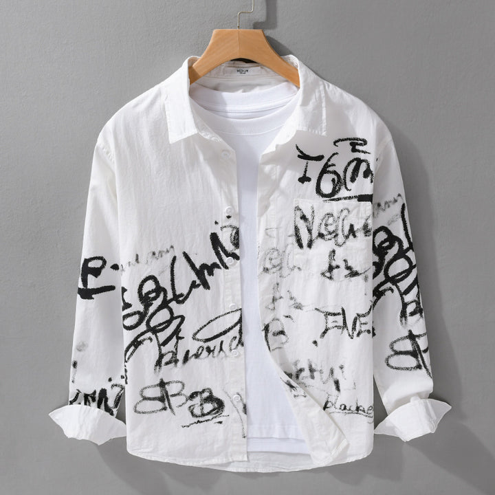 Herren Lässiges Overshirt mit grafischem Scribble-Print und Brusttasche Drune