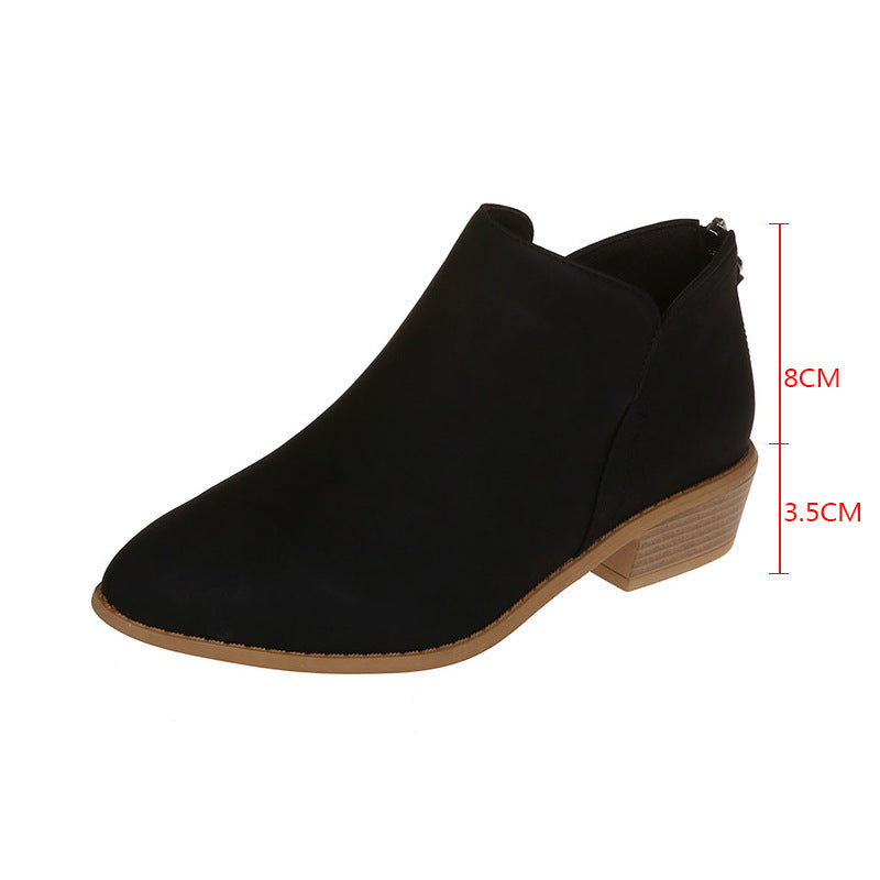Damen Metallic-Ankleboots mit spitzer Kappe, Rückreißverschluss und niedrigem Blockabsatz Drune