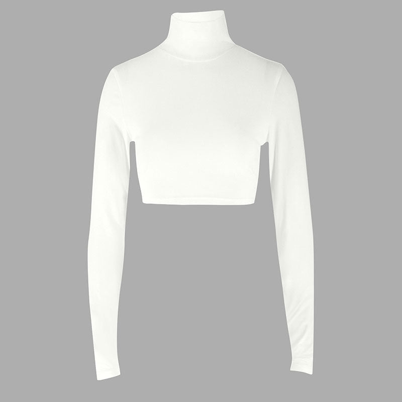 Damen modisches Trocken-Fit Crop-Top mit Stehkragen Drune