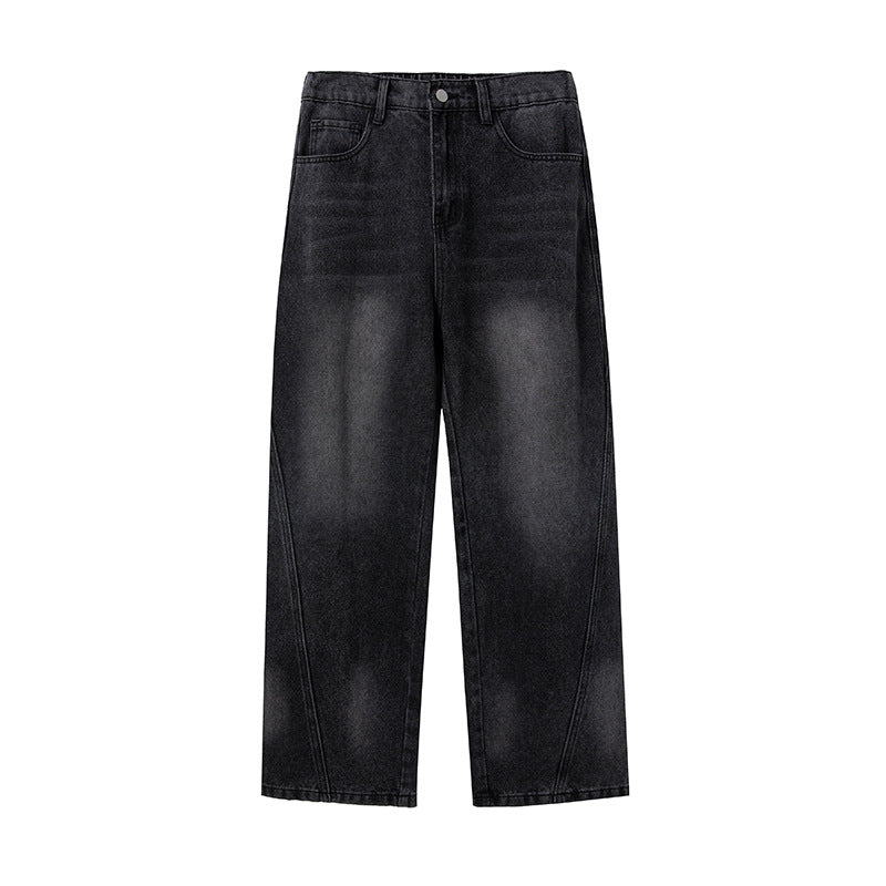 Damen Weite Cropped-Jeanshose mit hoher Taille und markanten Nahtdetails Drune
