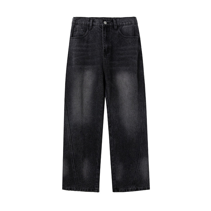 Damen Weite Cropped-Jeanshose mit hoher Taille und markanten Nahtdetails Drune
