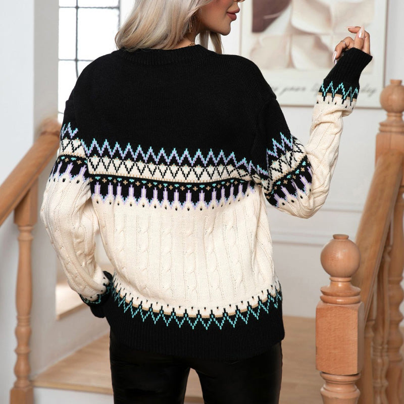 Drune | Geometrischer Strickpullover im Retro Look