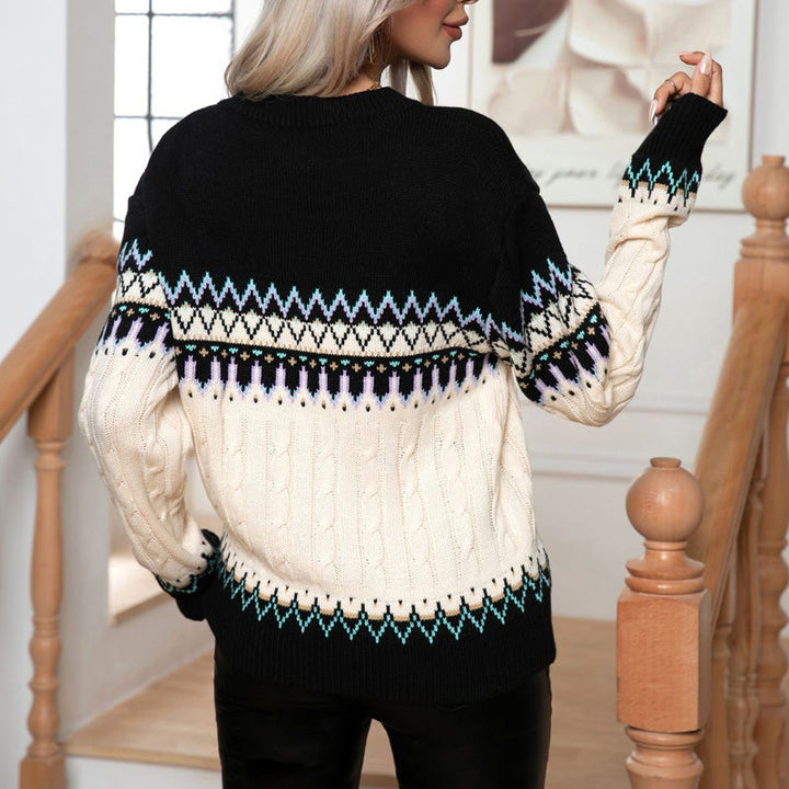 Drune | Geometrischer Strickpullover im Retro Look