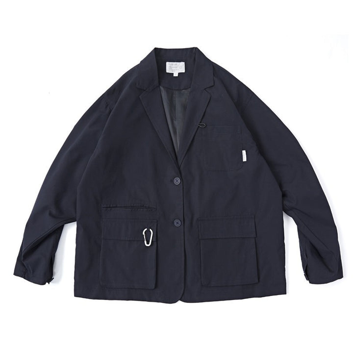 Unisex Weit geschnittener Utility-Blazer mit Multifunktionstaschen Drune