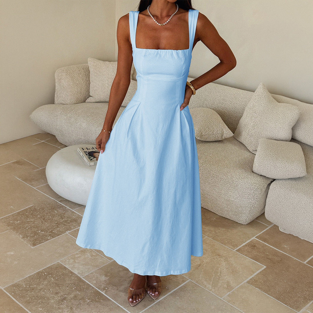Damen Maxi-Kleid mit schulterfreiem Design und eleganten Rüschendetails Drune