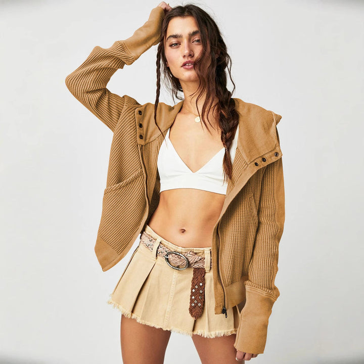 Damen Sportliche Kapuzenjacke aus strukturiertem Material Drune