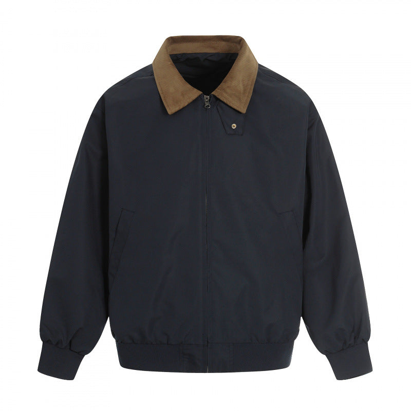 Herren Harrington-Jacke mit Cordkragen, geripptem Saum und dezenter Frontzipper Drune