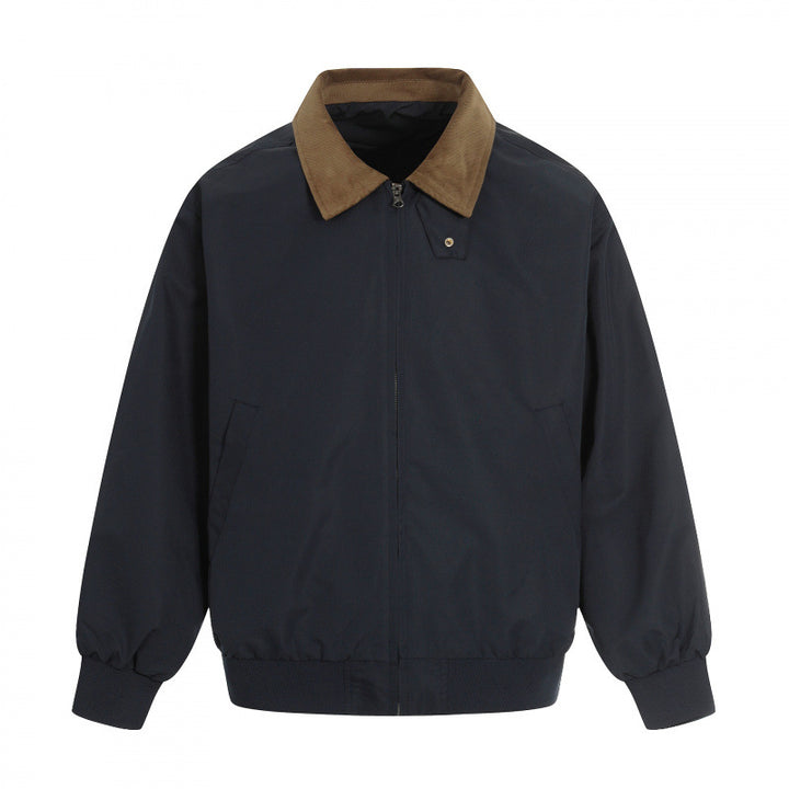 Herren Harrington-Jacke mit Cordkragen, geripptem Saum und dezenter Frontzipper Drune