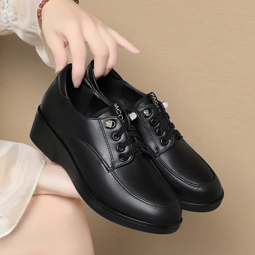 Damen Klassische Schnürschuhe mit leichtem Absatz und atmungsaktiver Innensohle Drune