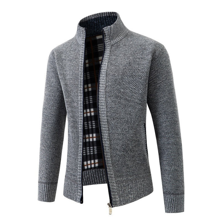Herren elegante Strickjacke mit hohem Kragen und praktischem Reißverschluss Drune
